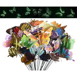 FENELY Estacas luminosas y coloridas mariposas para decoración de jardín, doble ala, impermeables, adornos de jardín 3D, decoraciones al aire última intervensión para patio, césped, patio, PVC, jardinería, arte, regalos caprichosos