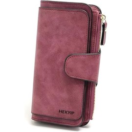 Carteras para Mujer, Cartera Dama, Cartera para Mujer, Cartera de Mano para Mujer con Bloqueo RFID, Tarjetero de Gran Capacidad Bolsillo con Cremallera Ladies Clutch con Ventana de Identificación