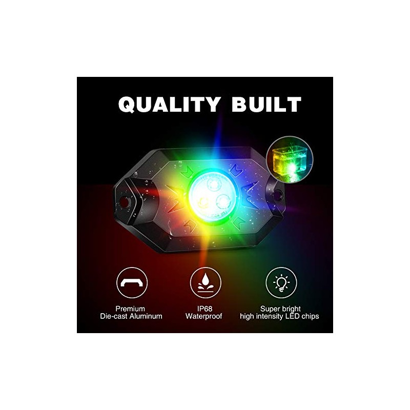 Nilight Kit de 8 Luces LED RGB Rock RL07H, Multicolor,