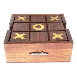 Gamekeepers Cottage gifts Battleship Wooden Noughts & Crosses & Solitaire Game With FREE ENGRAVING 431
