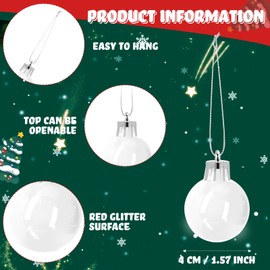 24 Pcs 1.57 inches White Christmas Ball Christmas Tree Ornaments Christmas Tree Pendants Xmas Shiny Balls Baubles Set Christmas for Christmas Tree Hanging Wreath Garland Decorations（White）