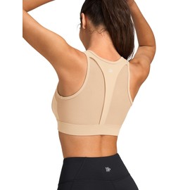 Yvette Front Zip Sports Bras for Women High Impact Mesh Racerback Full Support Sports Bra Plus Size for Running,Pink,2XL+