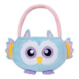 Beyond Your Thoughts Owl Easter Basket for Kids, Cute Plush Empty Bucket with small Ears and Handle Egg Hunt Tote Candy Bag Basket for Boys GirlsTeens Gift, Easter Decor Blue