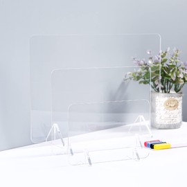 3PCS Clear Acrylic Dry Erase Board for Desk,Transparent Writing Graffiti Board with Stand Frameless and 4PCS Colorful Markers，Message and Reminder for Office Home School (Transparent Mixed 3 PCS)