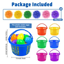 Evoio Easter Baskets for Kids, 24 Pack Plastic Easter Baskets Bulk for Egg Hunts Set, Easter Bucket Bags with 120g Easter Grass for Toddler Classroom Collecting Easter Eggs Party Favor