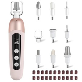 Atopskins Electric Nail File for Thick Toenail Professional Manicure Pedicure Kit 9 in 1 Cordless Nail Drill for Feet 10 Speeds Electric Nail Grinder Hand Foot Care Tool for Nail Trim Polish Pink