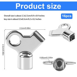 16 Pack Radiator Vent Valve Keys, Radiator Bleeder Keys Zinc Alloy Exhaust Vent Keys Gas Valve Metal Radiator Bleed Keys Accessory for Efficient Air Release