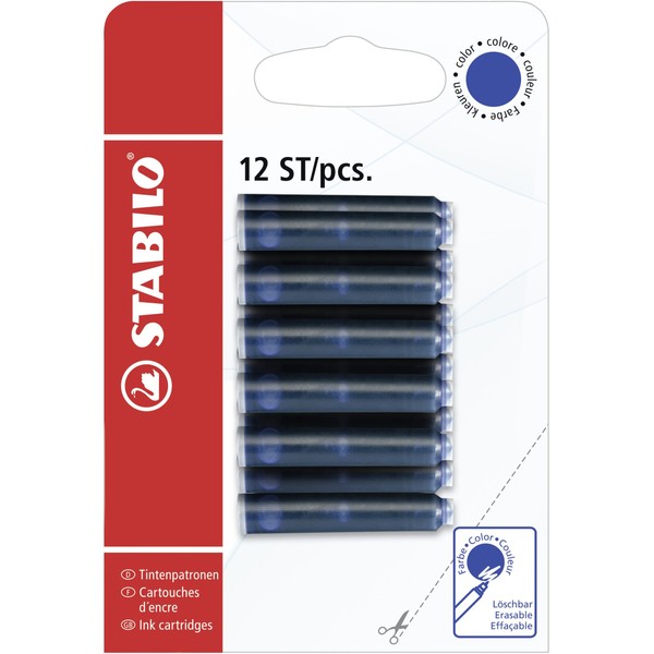 Ink Cartridges for Refilling - STABILO Refill - Pack of 12 - Blue