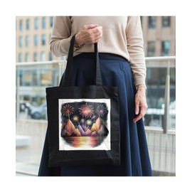 Hippowarehouse Fireworks Mountain Landscape Tote Shopping Gym Beach Bag 42cm x38cm, 10 litres