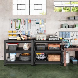 Huhaneon Adjustable Garage Storage Shelves, 35.4''W Garage Shelving Heavy Duty Loads 960LBS, Metal Industrial Utility Shelf for Warehouse, Kitchen, Laundry Room,35.4" W x 15.7" D x 33" H,Black