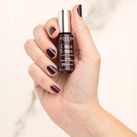 Nagelhärter Lack mit Biotin, Silizium und Keratin - Stärkt und repariert beschädigte, geschwächte, brüchige Nägel durch Gel-Nagellack, Alterung – Dunkelrot - Hände & Füße - Swiss Made