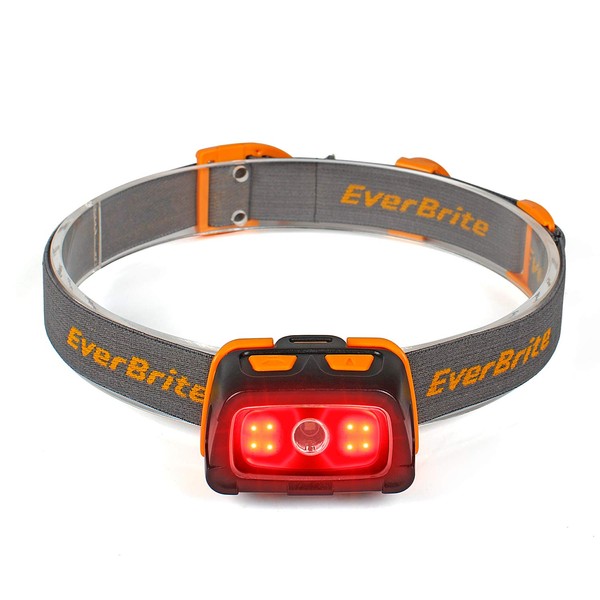 EverBrite Headlamp-300 Lumens Headlight with Red/Green/White Light and Tail Light, 7 Lighting Modes, Perfect for Trail Running, Camping, Hiking and More, Adjustable Headband,3 AAA Batteries Included