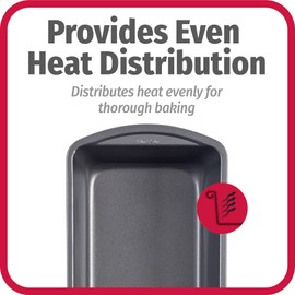 GoodCook Nonstick Loaf Pan 9 x 5-Inch Heavy-Duty Steel Bakeware with Easy-Clean Non-Stick Coating, Oven & Dishwasher Safe Pan for Meatloaf Breads Lasagnas Casseroles & More, Set of 2, Gray