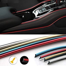 MASO Car Interior Moulding Trim, Universal Decoration Pinstriping Tape 5M Plating Red ABS 3D Strip with Tool