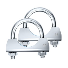 Glarks 2 x Exhaust U-Clamps 32 mm (1-1/4 in) Exhaust Clamps Design with Saddle Flange for Exhaust Tailpipe