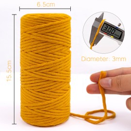 LEREATI Macrame Yarn Brick Red, Macrame Yarn 3 mm x 100 m, Simple Twisted Cotton Cord, Cotton Cord, Macrame Yarn for Macrame Wall Hanging, Hanging Plant, Curtain, Wedding Arch Decoration