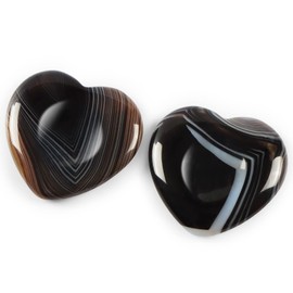 Artistone Black Agate Crystal Heart Shaped Thumb Worry Stone Hand Carved Healing Crystal Pocket Stone for Meditation Reiki, Decoration (Pack of 2)