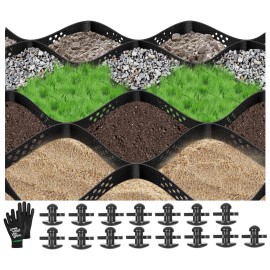 VIVOSUN 2"/3"/4" Depth Ground Grid Geocell HDPE Geo Grid Gravel 6.5x17ft /9x17ft - 3in Depth 9x17ft