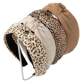 Htselere 4 Pieces Headbands for Women Non-Slip Fashion Women Headbands for Hair Cute Hairband for Women Hair Wide Knot Leopard Print Headband