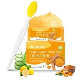 Exfoliante Labial De Cúrcuma Y Limón Con Cepillo, Exfoliante Para Labios Oscuros, Secos Y Agrietados, Reduce Las Líneas De Expresión, Exfoliante...   
