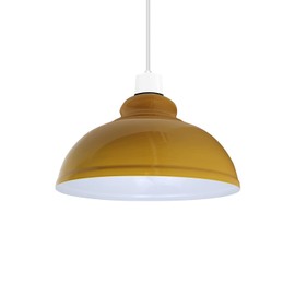 LEDSone Industrial Pendant Ceiling Light Shade, 29cm Retro Kitchen Pendant Ceiling Lights Vintage Metal Loft Bar Hanging Chandelier Lighting Rustic Pendant Lamp Shade (Curvy-Yellow)