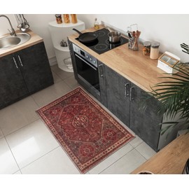 Keen Home Design Machine Washable Area Rugs with Non-Slip Backing, Ideal for Hallway, Living Room, Bedroom, Kitchen and Laundry Room, Vintage Moroccan and Low Pile Rug (2' x 3')