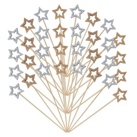 Honbay 100PCS Star Bamboo Cocktail Picks Fruit Food Hamburger Toothpicks Cupcake Toppers Sandwich Appetizer Decorative Skewers Drink Garnish Christmas Birthday Party Decoration Sticks - 2 Colors