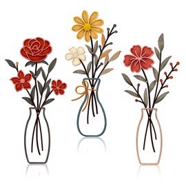 Zzbakress 3 Pcs Boho Floral Wall Art Metal Flowers Wall Decor Rustic Wall Decor Colorful Flower Metal Wall Sculptures for Home Decoration Bathroom Kitchen (Rustic)