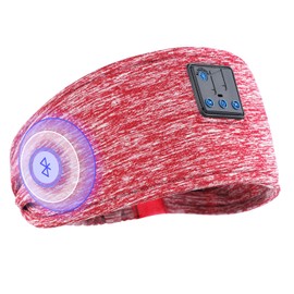 6-in-1 Bluetooth Sleep Headphones Headband - Wireless Soft Music Headband,Sweatproof Gym Headband, with Earphones&Mic for Sleeping, Gym, Yoga & Travel (Cationic Fleece Bordeaux-Winter Edition)