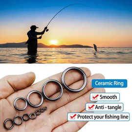 22pcs Fishing Rod Eyes Repair Kit,11 Sizes Rod Ceramic Guides Ring Set,Fishing Rod Eye Replacement Kit with 1pc Stainless Steel Tweezers Fishing Rod Repair Accessories(4mm~30mm)
