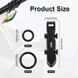 14pcs Magnetic Lure Hooker, Automatic Fishing Rod Hook Keeper Holder Magnetic Bait Holder with 2 Sizes Rubber Rings Fishing Accessories (Black)