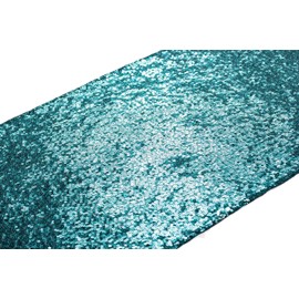 PartyDelight 12" X 72" Teal Sequin Table Runner for Wedding, Party, Bridal Baby Shower, Christmas.