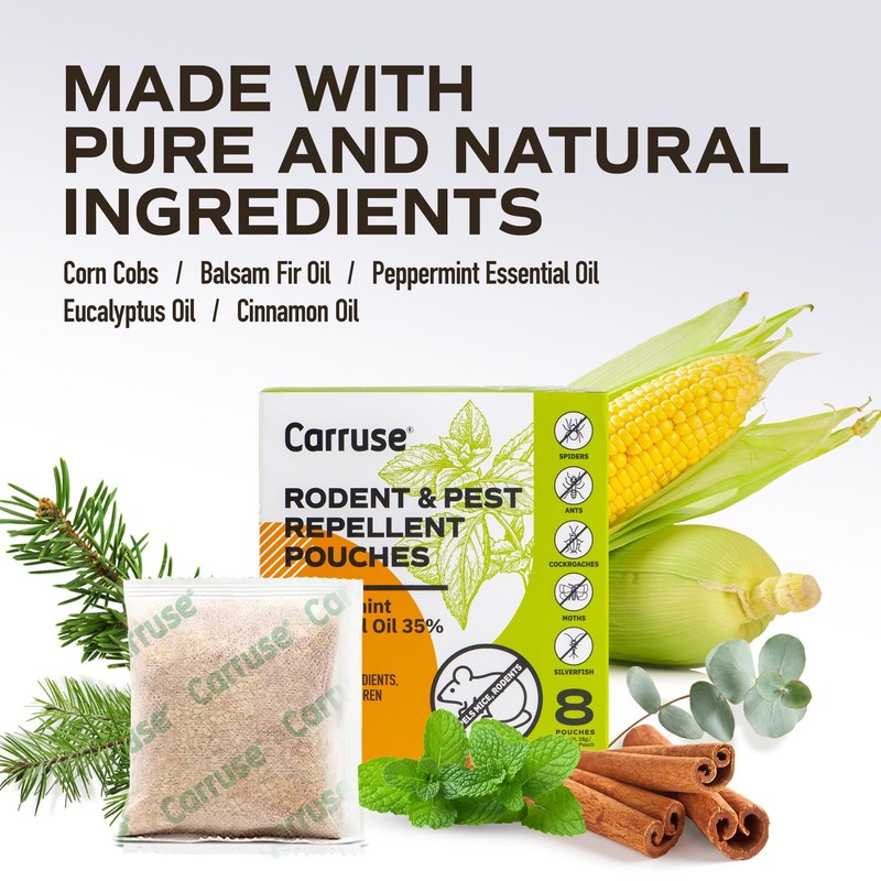 Mouse Rodent Repellent Peppermint Oils: Rate/Spiders/Moths/Ants/Roaches/Silverfish Deterrent - Squirrel Repellent