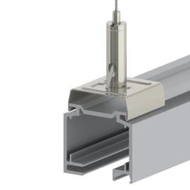 Wire Rope Holder Gripper with Side Cable Output for ø1,0 ø1,5 mm, Suitable for Eutrac Power Rails, Nickel Plated