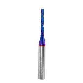 Bestgle 1/4" Shank 2 Flute Down Cut Spiral Flat Nose End Mill CNC Router Bit Nano Blue Coated Carbide Milling Cutter 1/4 x 1/8 x 13/16 x 2-1/2