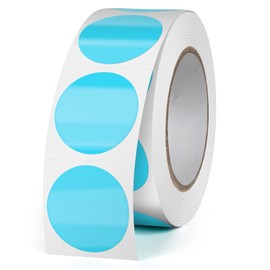 FINDAT Blue Round Thermal Labels 1 Inch Vinyl Circle Waterproof Direct Printer Sticker Self-Adhesive Perforated Name Tag for Logo DIY QR Design Office Address 500 PCS