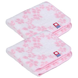 Imabari Towel Certified Handkerchief, Hand Towel, Towel Handkerchief, Made in Japan, 100% Cotton, 9.8 x 9.8 inches (25 x 25 cm), Set of 2 (Floral Pink, Pink)