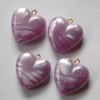 Vintage Purple Pearl Acrylic Heart Charms Pendants chr175A