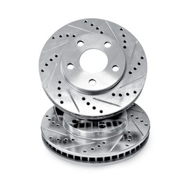 R1 Concepts Front Brake Rotors For 2005-2021 Chrysler 300, 2009-2020 Dodge Challenger, 2006-2021 Dodge Charger, 2005-2008 Dodge Magnum| Drilled Slotted Disc Brake Rotors| Brakes and Rotors