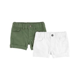 Simple Joys by Carter's Girls' Denim Shorts (Pack of 2), Olive Green/White