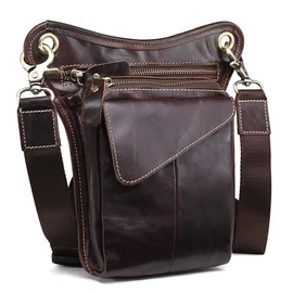 Leather Waist Pack Drop Leg Bag for Men Women Belt Bumbag Multi-Purpose Motorcycle Bike Outdoor Sports Tactical Cycling Riding Hiking Camping Pouch, #04Coffee, 5.5x1.3x8.6