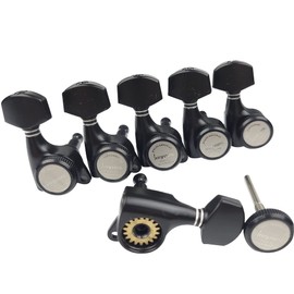 Kaynes Guitar Locking Tuners – 18:1 Black Lock String Tuning Keys Pegs Machine Heads Tuners for Strat Tele ST TL LP SG most Electric or Acoustic Guitars (6 Inline for Right, Black)