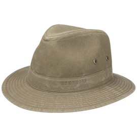 Stetson Organic Cotton Traveller Hat for Men - Organic Cotton Fabric hat - Traveller hat with UV Protection 40+ - Sustainable Cotton hat - Spring/Summer Sun hat Khaki L (58-59 cm)