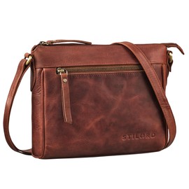 STILORD 'Mirabelle' Women's Leather Shoulder Bag - Timeless Bag Perfect as Shoulder Bag - Classic Shoulder Bag Leisure Bag Handbag for Hanging Genuine Leather, Porto - Cognac