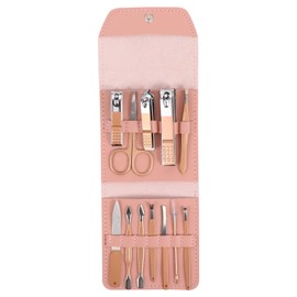 Healvian Portable Manicure Kit Nail Care Tools Set Rose Gold Includes Nail Clippers Files and Beauty Tools for Home Grooming for Men and Women