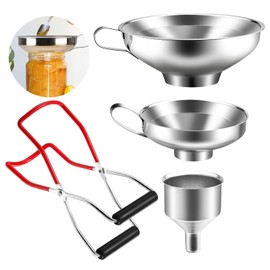 iYinJuan 4-Piece Funnel Set, Kitchen Funnel, Funnel, Stainless Steel, Jam Funnel, Filling Funnel with Handle, Funnel for Transferring Spices, Liquid Ingredients, Powder, Beans, Jam
