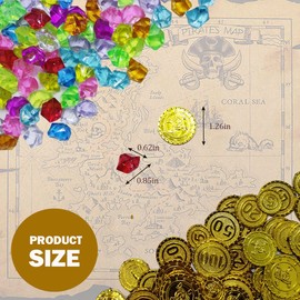 150 Pcs Pirate Treasure Jewels Coins Party Favors Multi-color Christmas Plastic Gems Bling Fake Gems for Arabian Nights Decorations Pirate Christmas Party Decorations,St. Patrick's Day