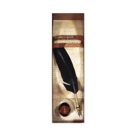 Aladine Writer's Feather Quill Set with Ink in Black