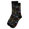 MeMoi Kids' Musical Notes Rayon Crew Socks Black 5-6