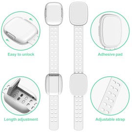6 Pack Baby Proofing Cabinet Locks, Child Safety Locks with Adjustable Strap Latches for Cabinets and Drawers,Door,Dishwasher,Fridge,Toilet Seat,Cupboard,Trash Can,Washer (White)